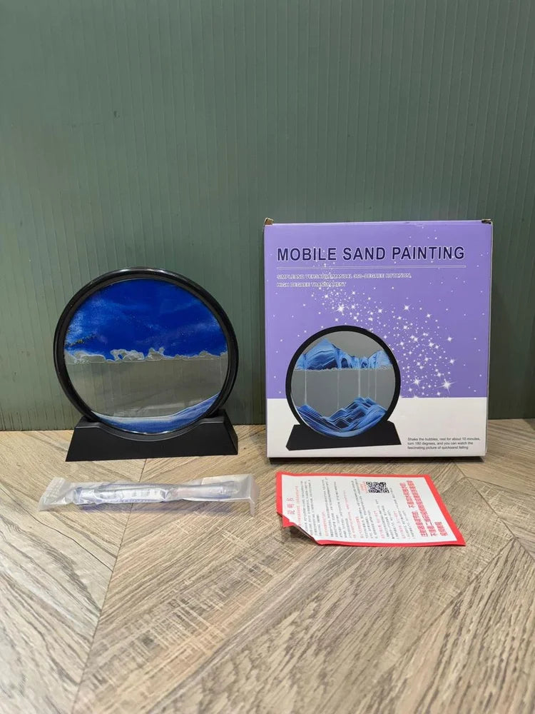 3D Moving Sand Art Picture – Deep Sea Sandscape in Motion, Flowing Sand Frame for Home & Office Decor