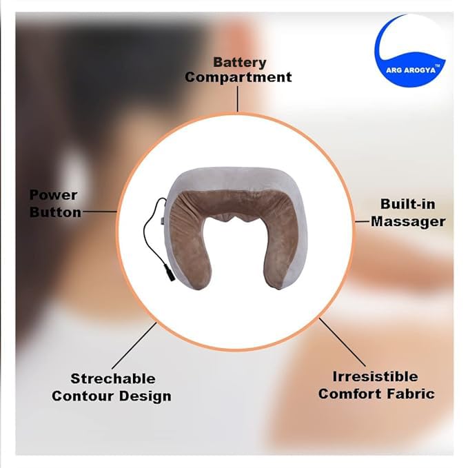 Neck Electric Massager U-Shaped Pillow with Vibration | Cervical Pain Relief, Memory Foam, Travel & Office Use