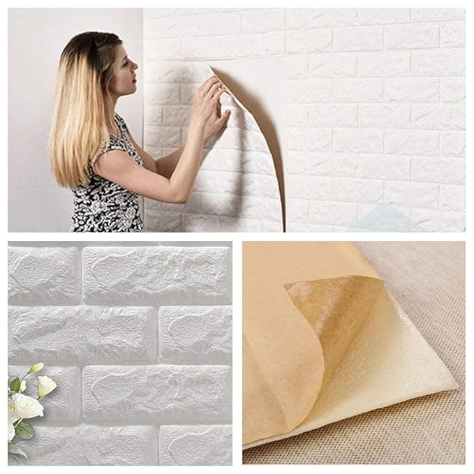 D Brick Wallpaper – PE Foam Self-Adhesive Wall Panels, Waterproof & Anti-Collision DIY Wall Stickers for Home, Bedroom, Living Room, Cafe & Office Deco