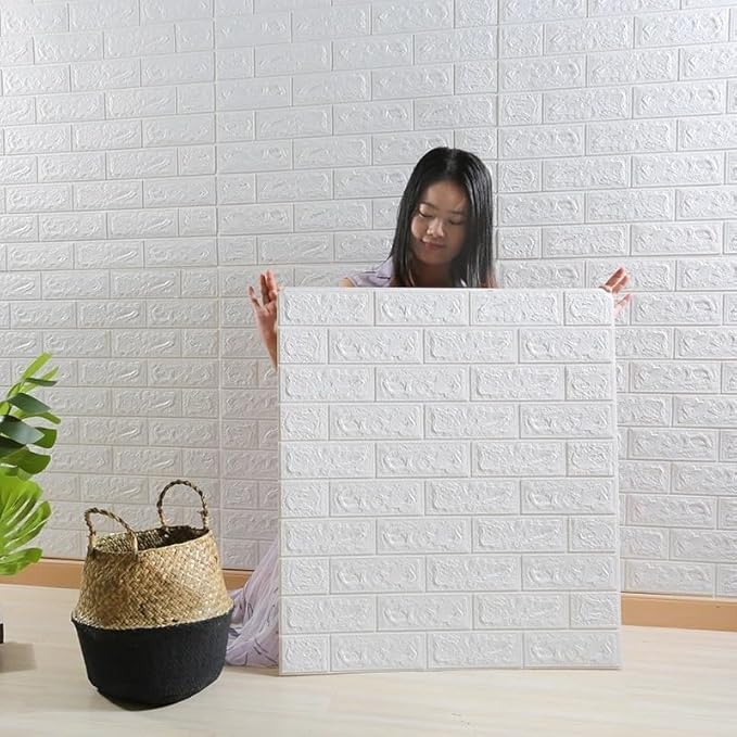 D Brick Wallpaper – PE Foam Self-Adhesive Wall Panels, Waterproof & Anti-Collision DIY Wall Stickers for Home, Bedroom, Living Room, Cafe & Office Deco