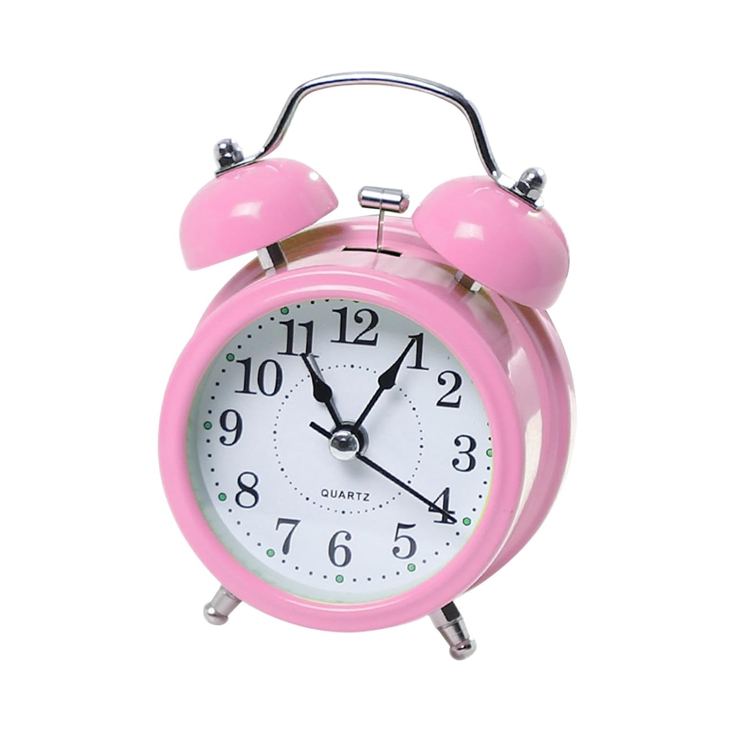 Cute Pink Mini Double Bell Alarm Clock – Retro, Durable & Portable Metal Table Clock