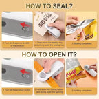 Mini Portable Vacuum Sealer with Cutter – 2 in 1 USB Rechargeable Heat Sealing Machine for Plastic Bags, Snacks, Chips, and Food Storage
