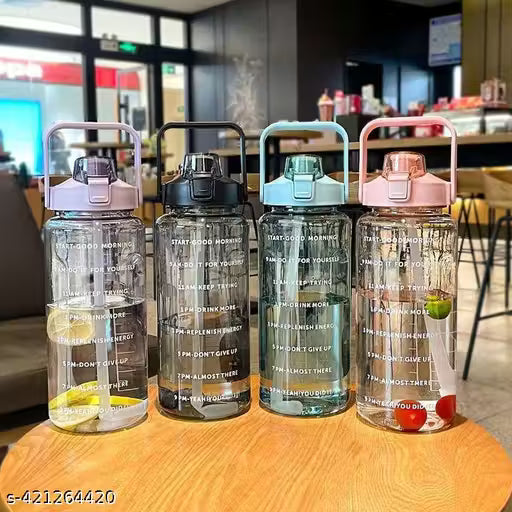 2 Litre Motivational Water Bottle with Straw, Flip Lid & Time Marker – Leakproof, BPA-Free, Portable Sports Bottle for Gym, Yoga, Travel & Daily Use