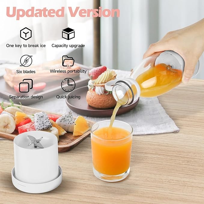 USB Rechargeable Portable Blender – 420ml Mini Juicer Bottle Mixer Grinder for Smoothies, Shakes, and Fresh Fruit Juices – Personal Size Electric Juicer Machine