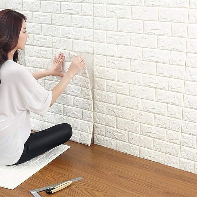 D Brick Wallpaper – PE Foam Self-Adhesive Wall Panels, Waterproof & Anti-Collision DIY Wall Stickers for Home, Bedroom, Living Room, Cafe & Office Deco
