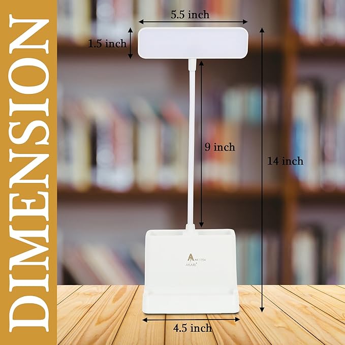 Rechargeable LED Desk Lamp for Study, Reading & Work | Touch Control with 3 Color Modes | USB Charging, Flexible Gooseneck, Phone & Pen Holder | Desk Organizer for Students & Office