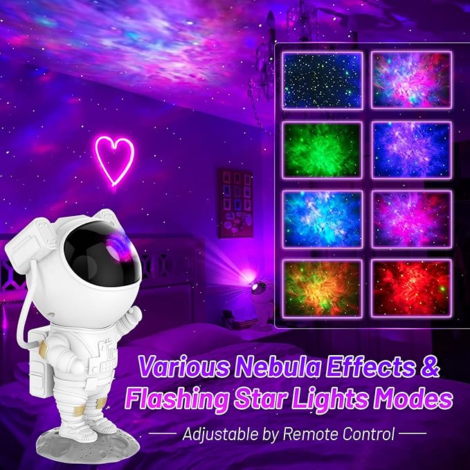 IC ICLOVER Astronaut Galaxy Projector – 5-in-1 Star Light & Nebula Lamp with Music Speaker, Moon Ambient Light & White Noise – Space Buddy Night Light for Kids & Adults, Room Decor & Gift