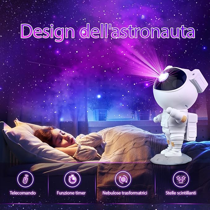 IC ICLOVER Astronaut Galaxy Projector – 5-in-1 Star Light & Nebula Lamp with Music Speaker, Moon Ambient Light & White Noise – Space Buddy Night Light for Kids & Adults, Room Decor & Gift