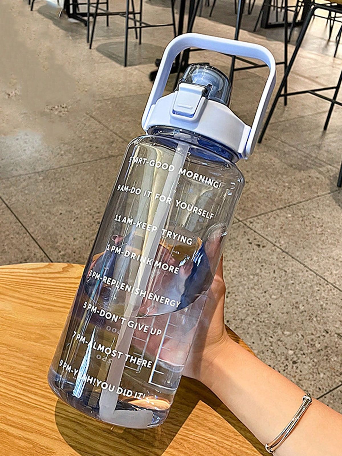 2 Litre Motivational Water Bottle with Straw, Flip Lid & Time Marker – Leakproof, BPA-Free, Portable Sports Bottle for Gym, Yoga, Travel & Daily Use