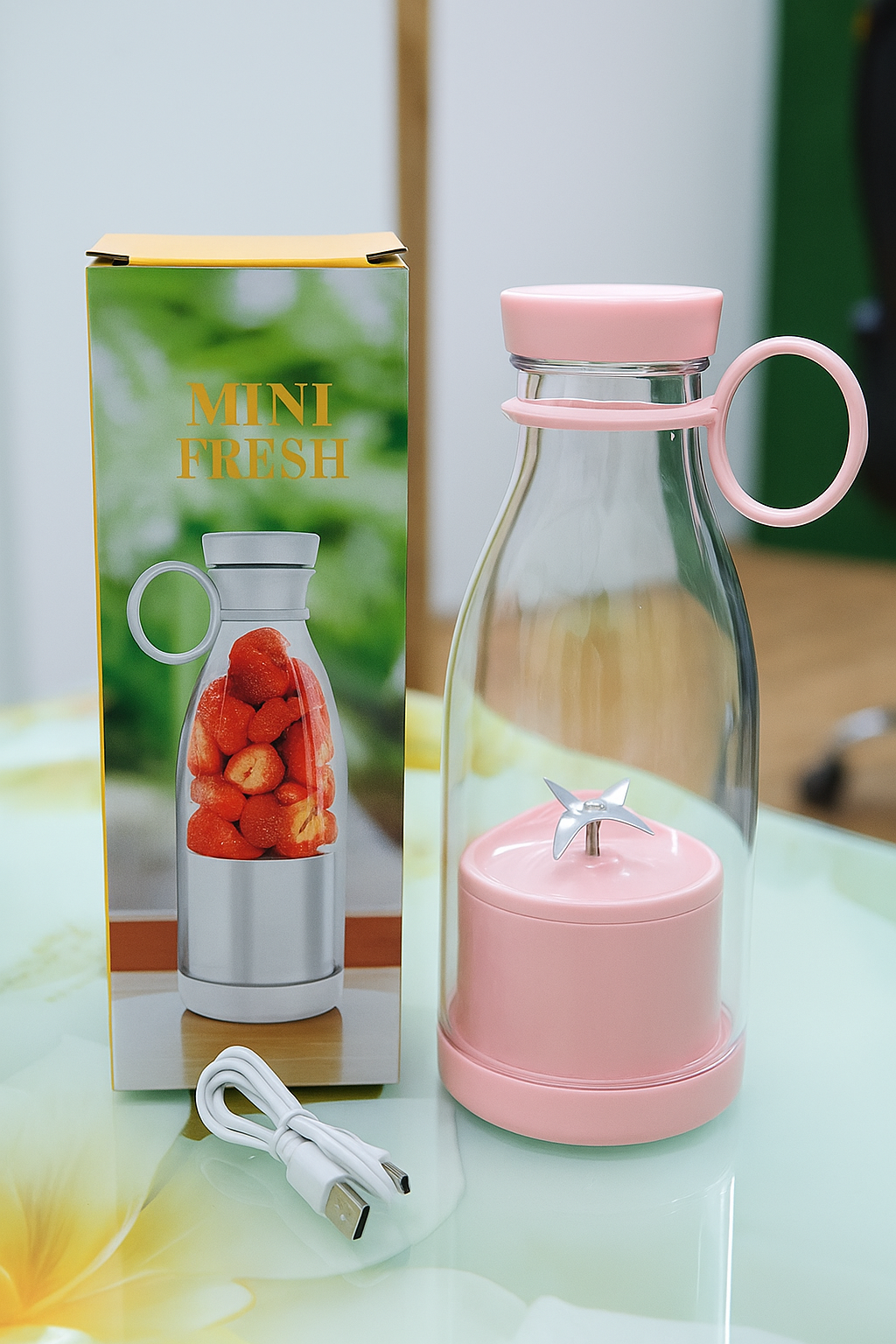 USB Rechargeable Portable Blender – 420ml Mini Juicer Bottle Mixer Grinder for Smoothies, Shakes, and Fresh Fruit Juices – Personal Size Electric Juicer Machine