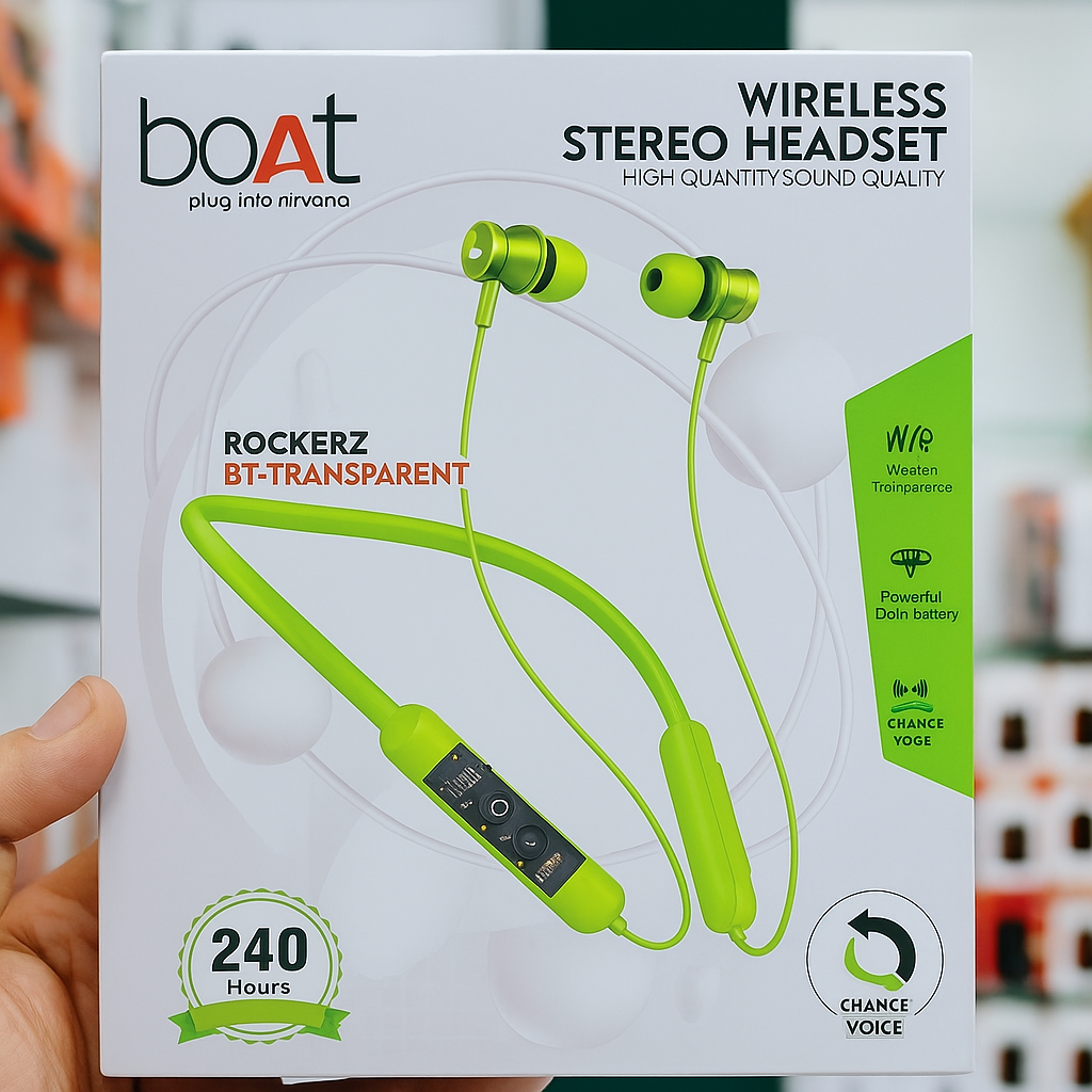 boAt Rockerz Wireless Stereo Headset – Neckband Earphones with High-Quality Sound, Long Battery Life & Voice Change Feature