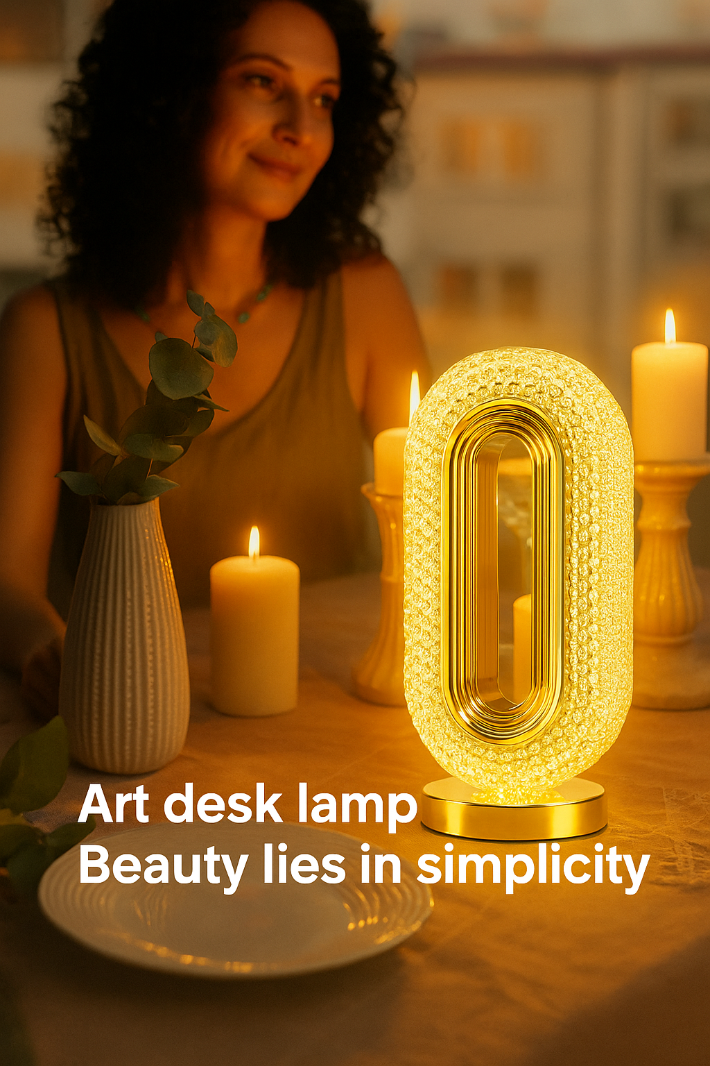 Arkit Small Oval Crystal LED Night Lamp | Color-Changing & Dimmable Bedside Light | Modern Glossy Acrylic Base | USB Powered Waterproof Decorative Table Lamp for Bedroom & Living Room