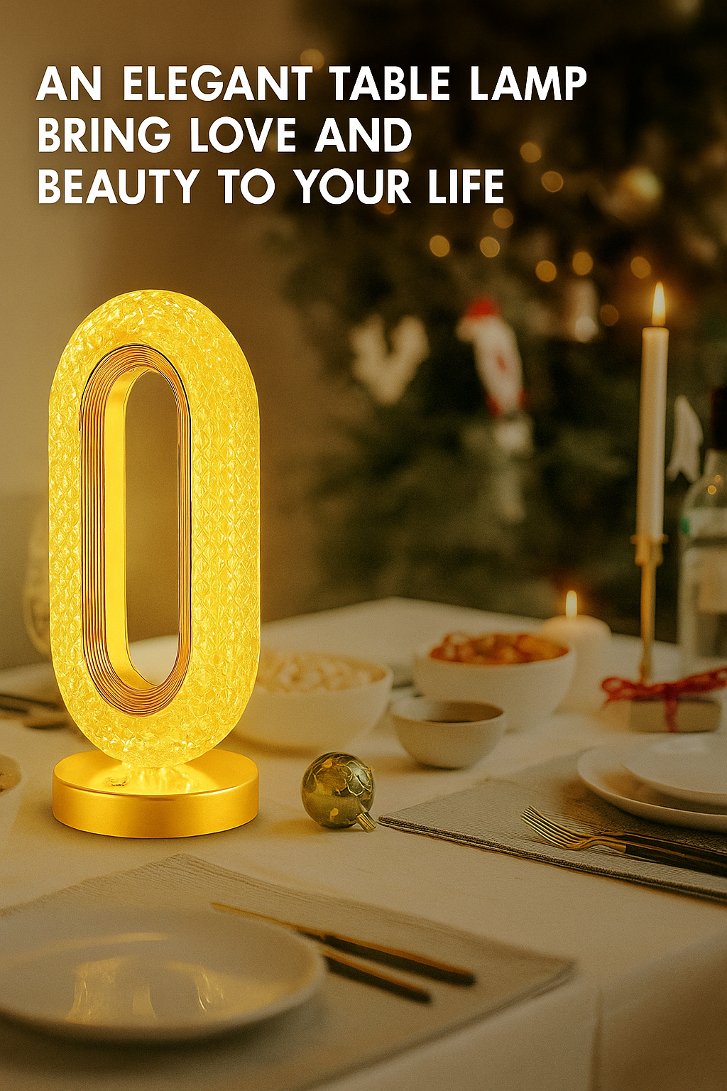 Arkit Small Oval Crystal LED Night Lamp | Color-Changing & Dimmable Bedside Light | Modern Glossy Acrylic Base | USB Powered Waterproof Decorative Table Lamp for Bedroom & Living Room