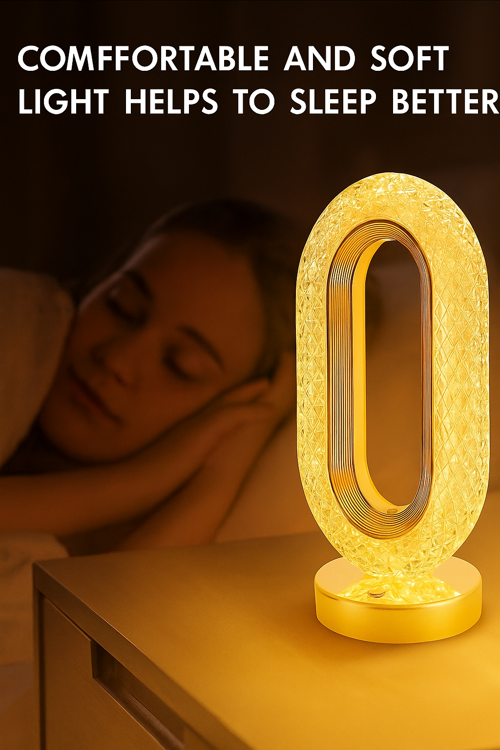 Arkit Small Oval Crystal LED Night Lamp | Color-Changing & Dimmable Bedside Light | Modern Glossy Acrylic Base | USB Powered Waterproof Decorative Table Lamp for Bedroom & Living Room