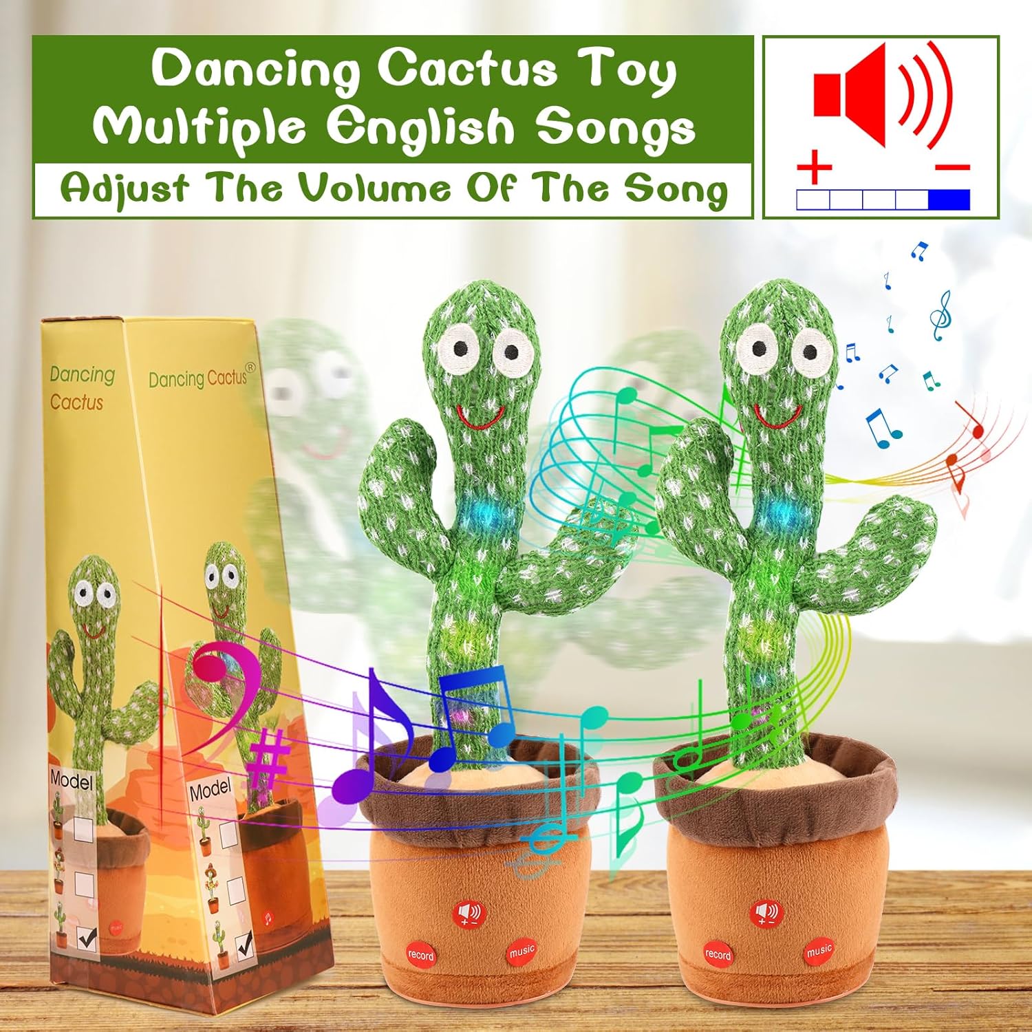 Dancing Cactus Tummy Time Toy – Talking, Singing, Mimicking & Recording Plush with Lights and Adjustable Volume – Fun Interactive Electronic Toy for Toddlers (1-3 Years)