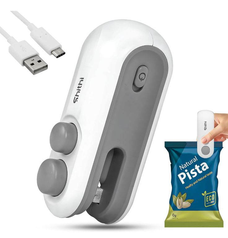 Mini Portable Vacuum Sealer with Cutter – 2 in 1 USB Rechargeable Heat Sealing Machine for Plastic Bags, Snacks, Chips, and Food Storage