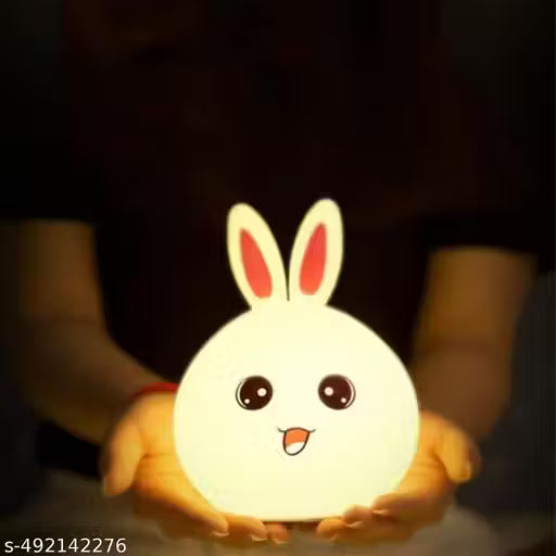 Big Face Rabbit Silicone Night Light – Color Changing LED Lamp with Touch Sensor | USB Rechargeable Cute Bedside Lamp for Kids Room, Baby Nursery & Gifts