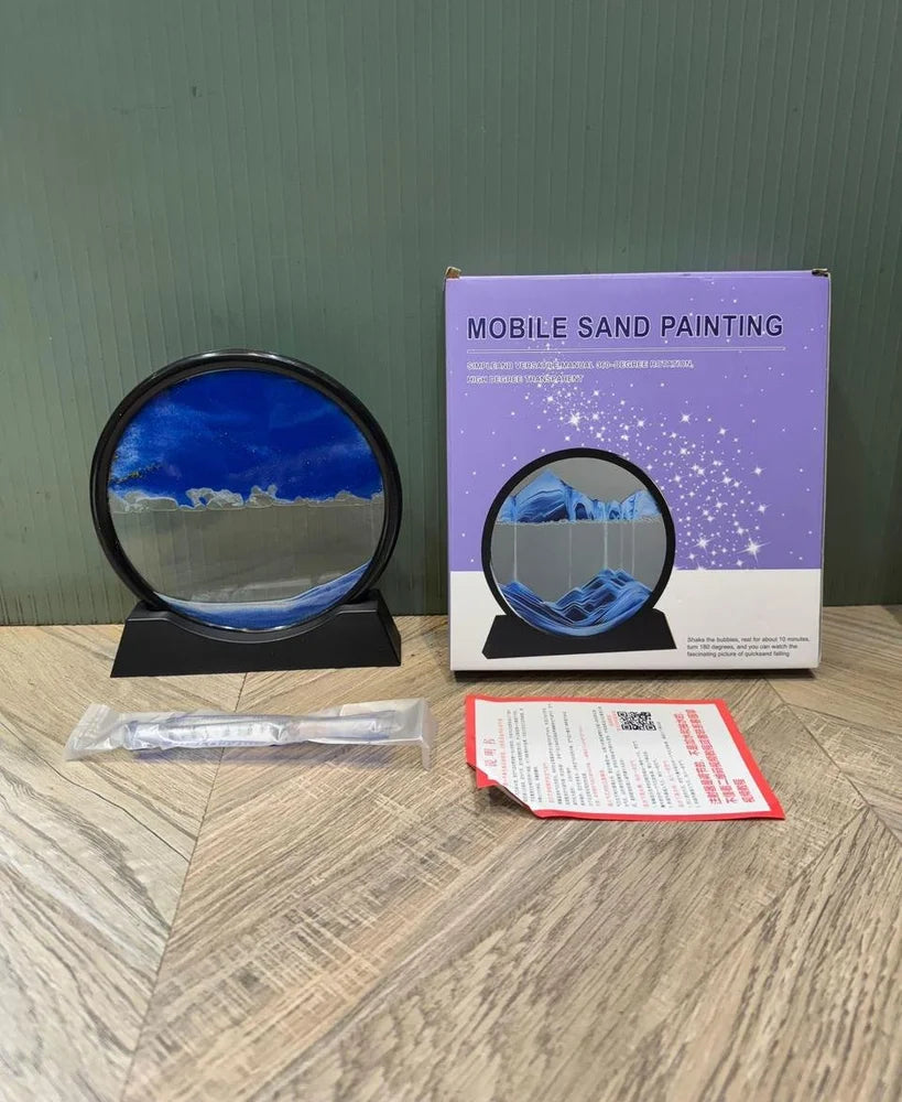 3D Moving Sand Art Picture – Deep Sea Sandscape in Motion, Flowing Sand Frame for Home & Office Decor
